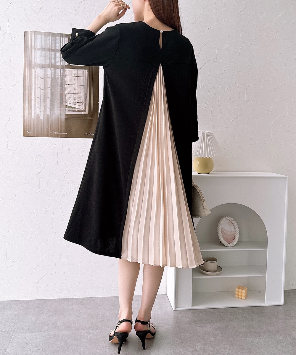 ジョーゼットバックプリーツワンピース 通販【ニッセン】