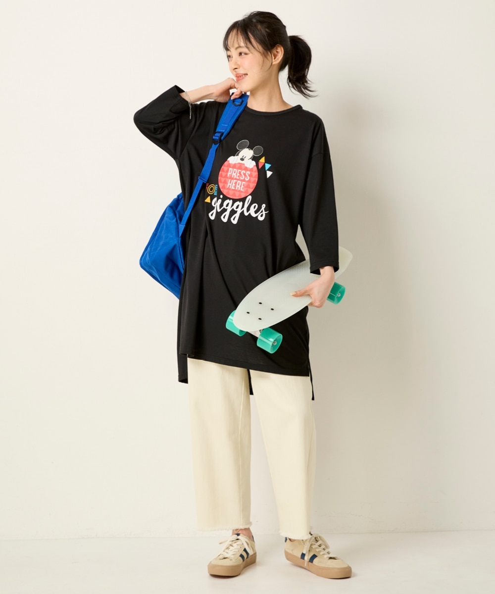 大きいサイズ ゆるシルエット7分袖プリントカットソーチュニック