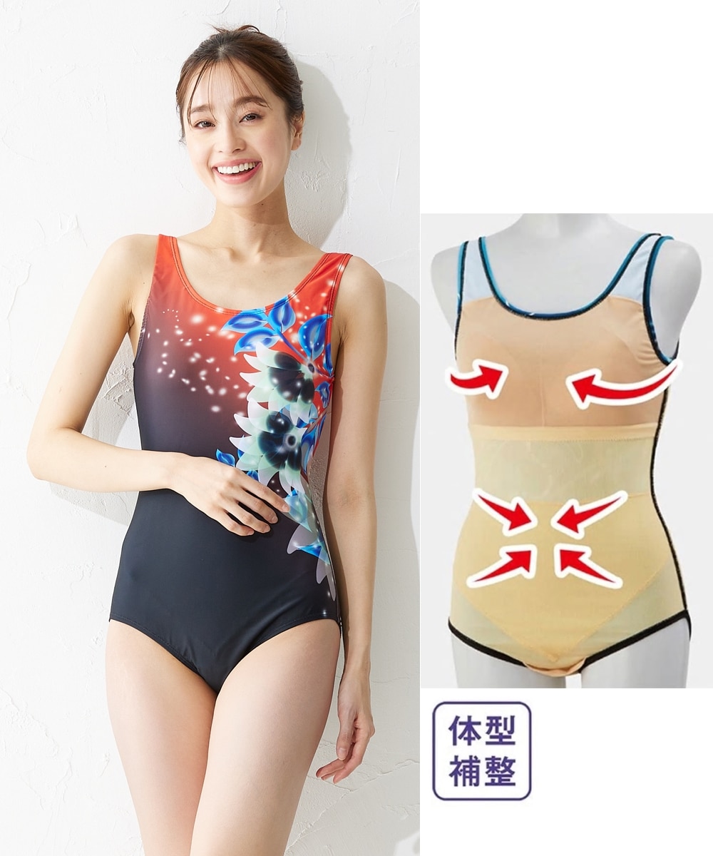 昇華プリントワンピース補整水着 通販【ニッセン】