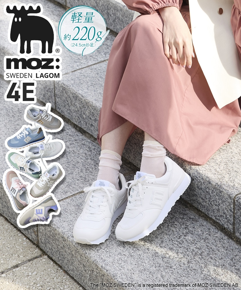 ゆったり幅広】moz（モズ）軽量ロゴスニーカー（ワイズ4E） 通販