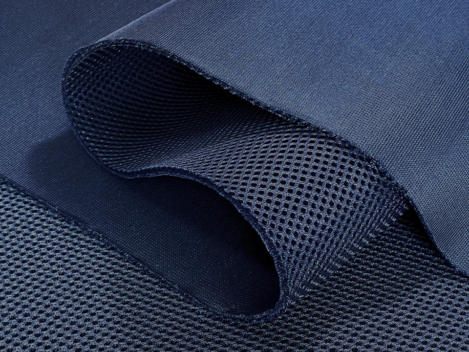 ダブルラッセル メッシュ ソフト 3層構造 生地【紺】