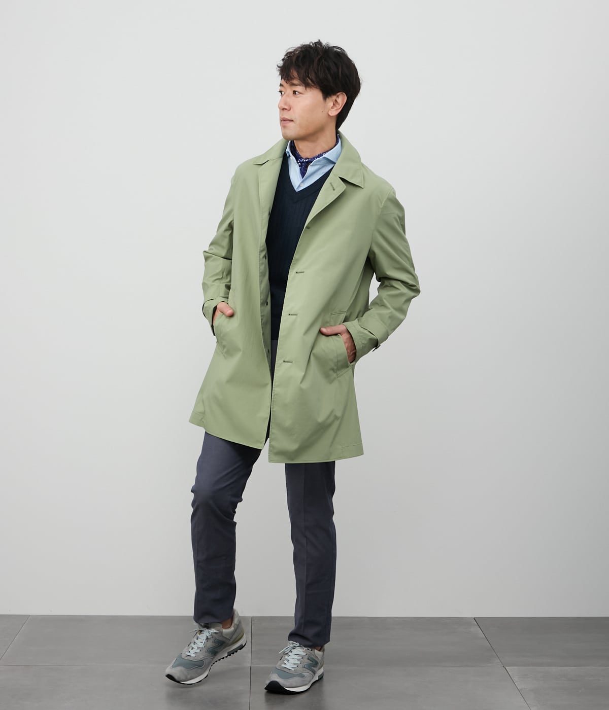 撥水・ストレッチ】スパンライクタイプライター ステンカラーコート