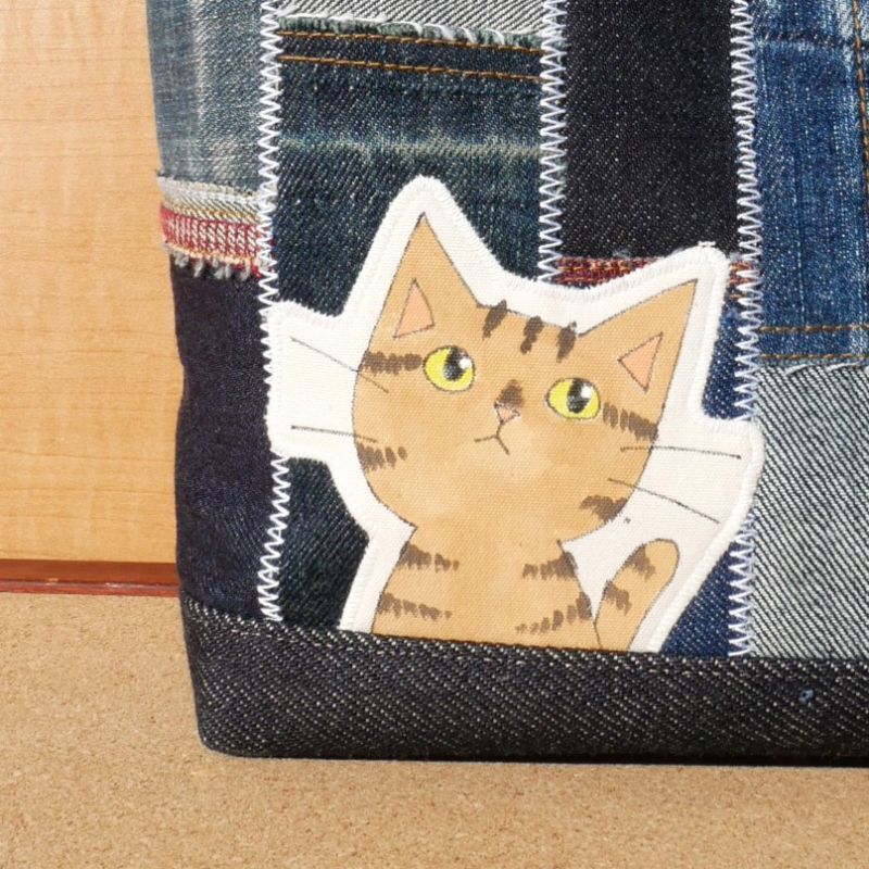 デニムリメイク トートバッグ：Potu【にゃん太通販】