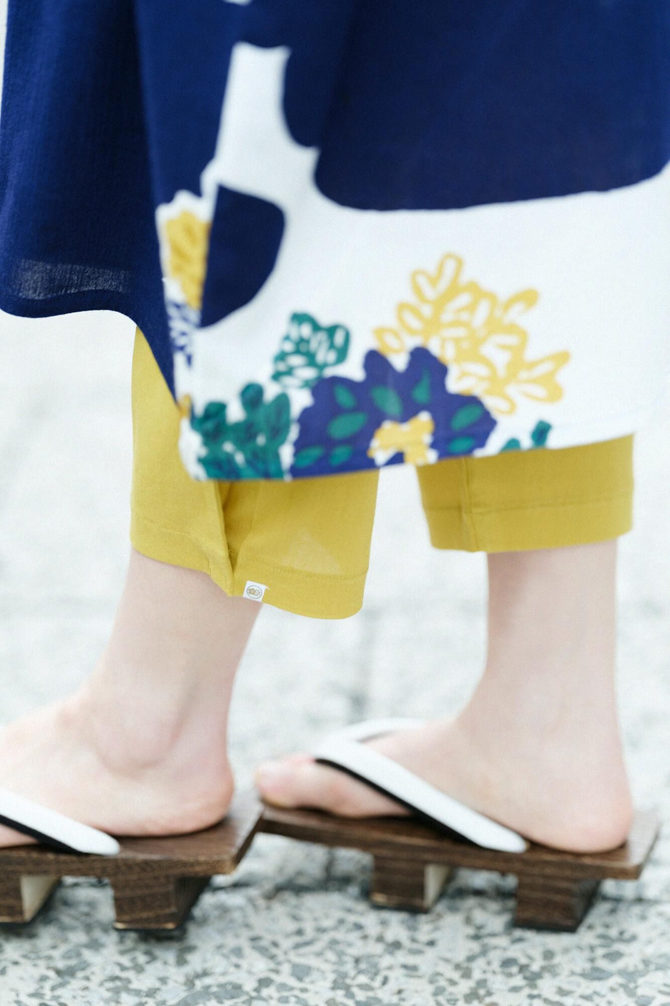 高島縮 40/40 えんゆう穿き／芥子色（からしいろ）