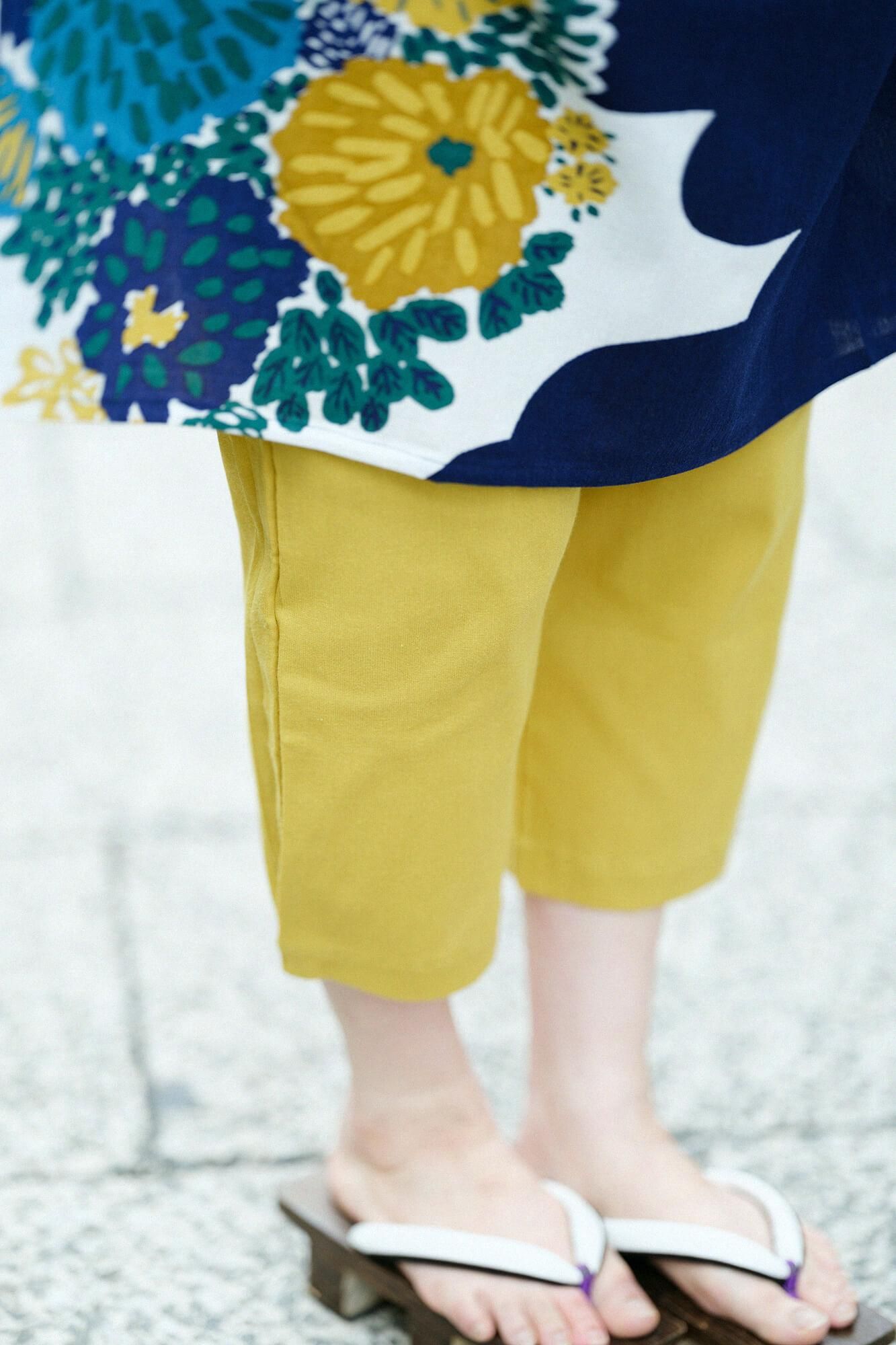 高島縮 40/40 えんゆう穿き／芥子色（からしいろ）