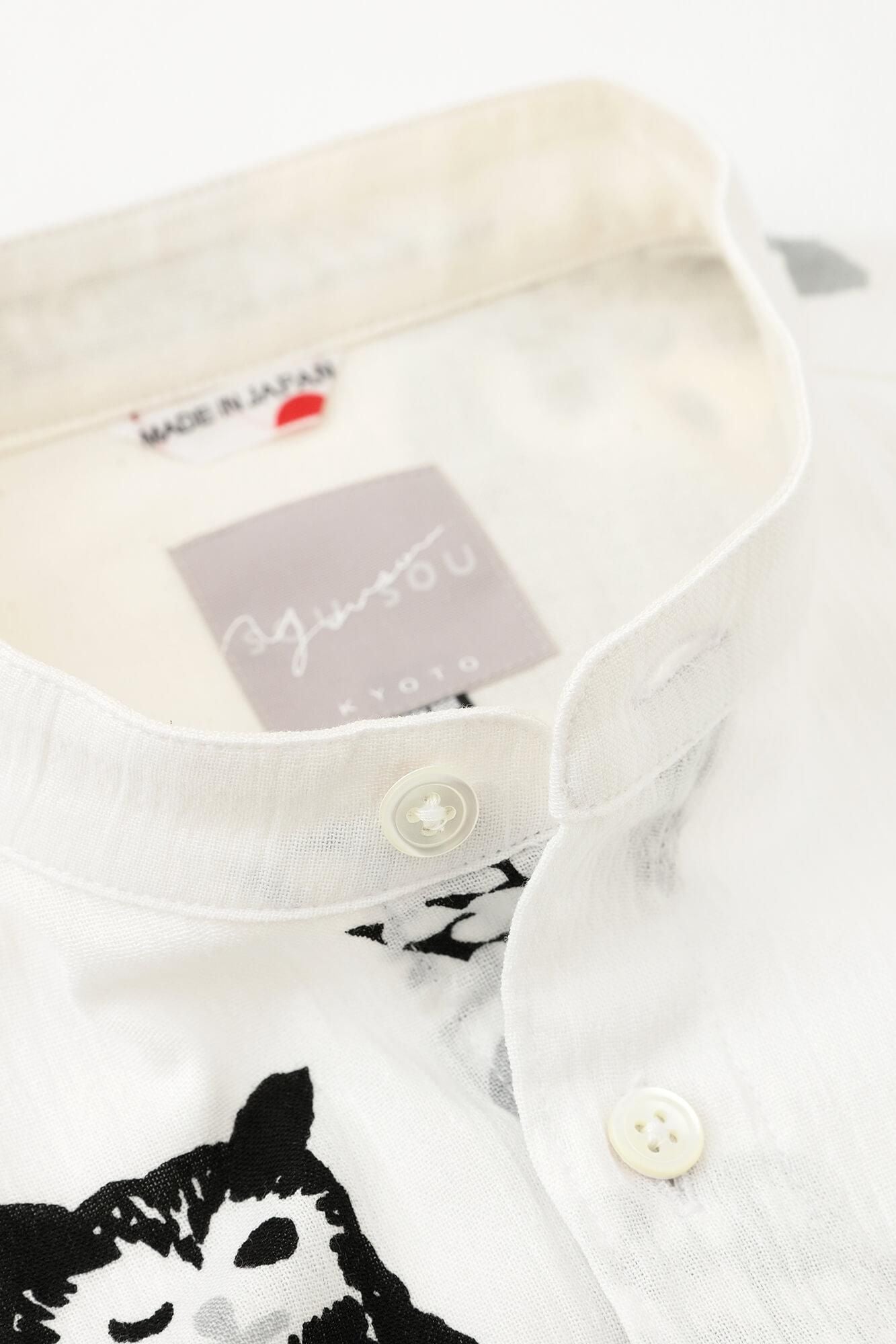 高島縮 20/20 スタンドカラー半袖シャツ SP／ふくろう