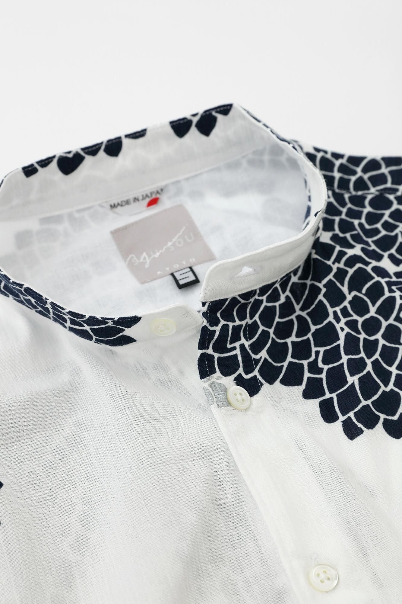 3月10日頃発送予定】高島縮 20/20 スタンドカラーシャツ／雲間（くもま）