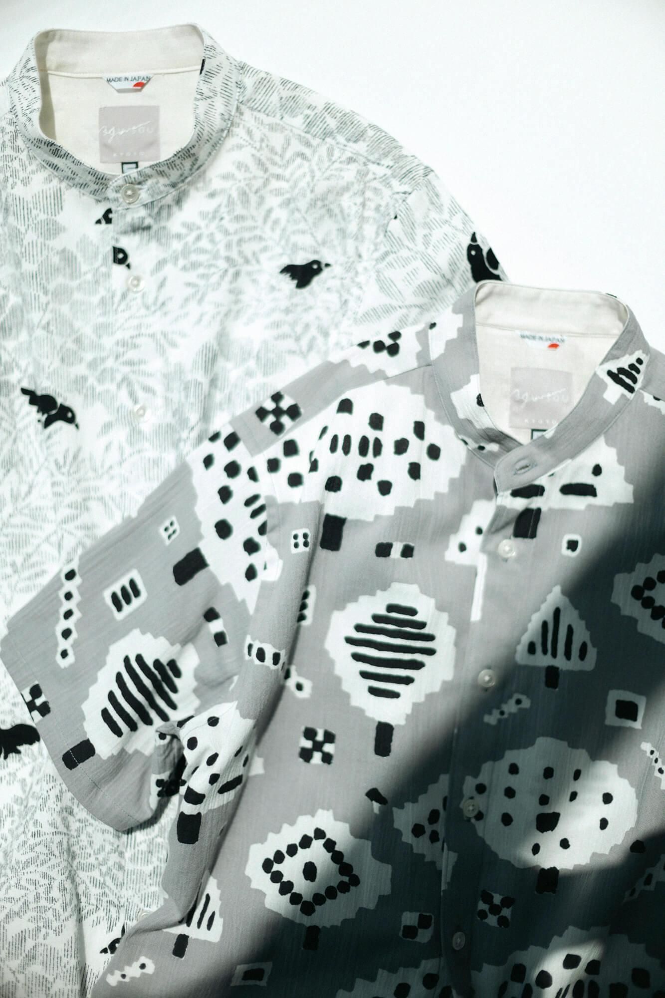 高島縮 20/20 スタンドカラー半袖シャツ SP／公園