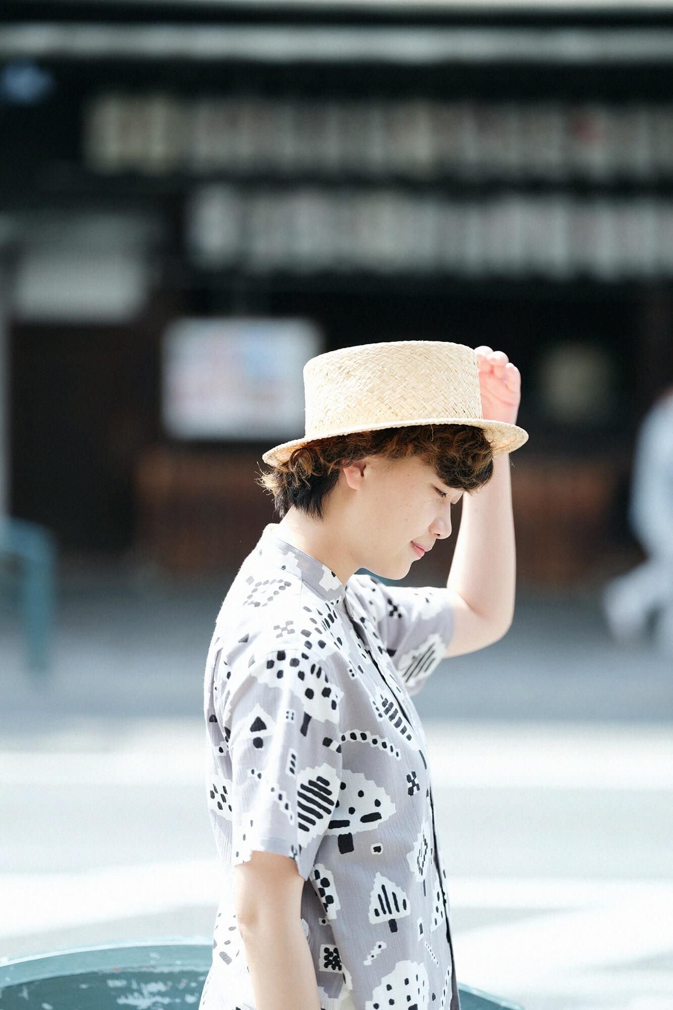 高島縮 20/20 スタンドカラー半袖シャツ SP／公園