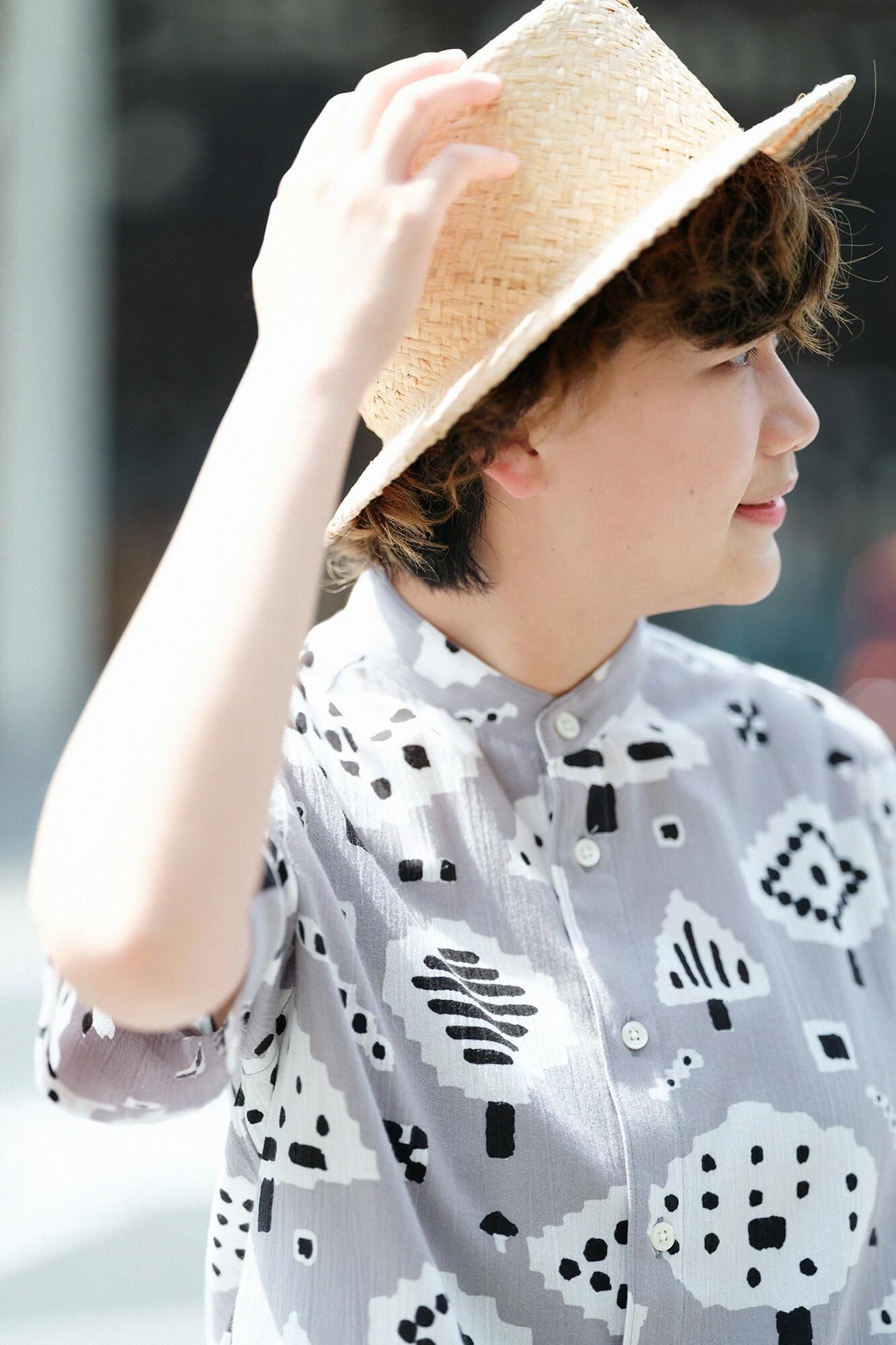 高島縮 20/20 スタンドカラー半袖シャツ SP／公園