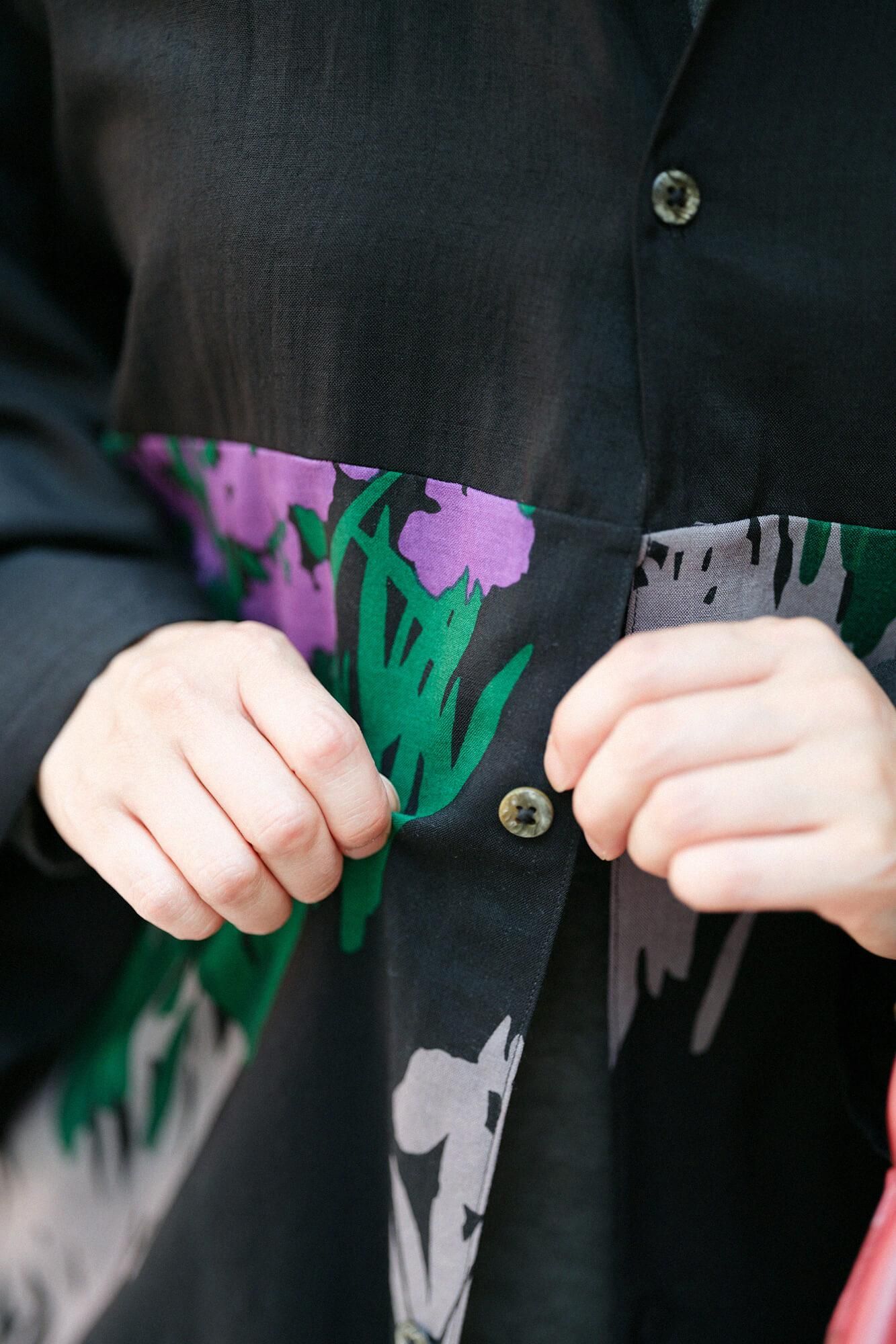 モスリン 薙刀かり衣（なぎなたかりごろも）／濡羽色（ぬればいろ）×光琳（