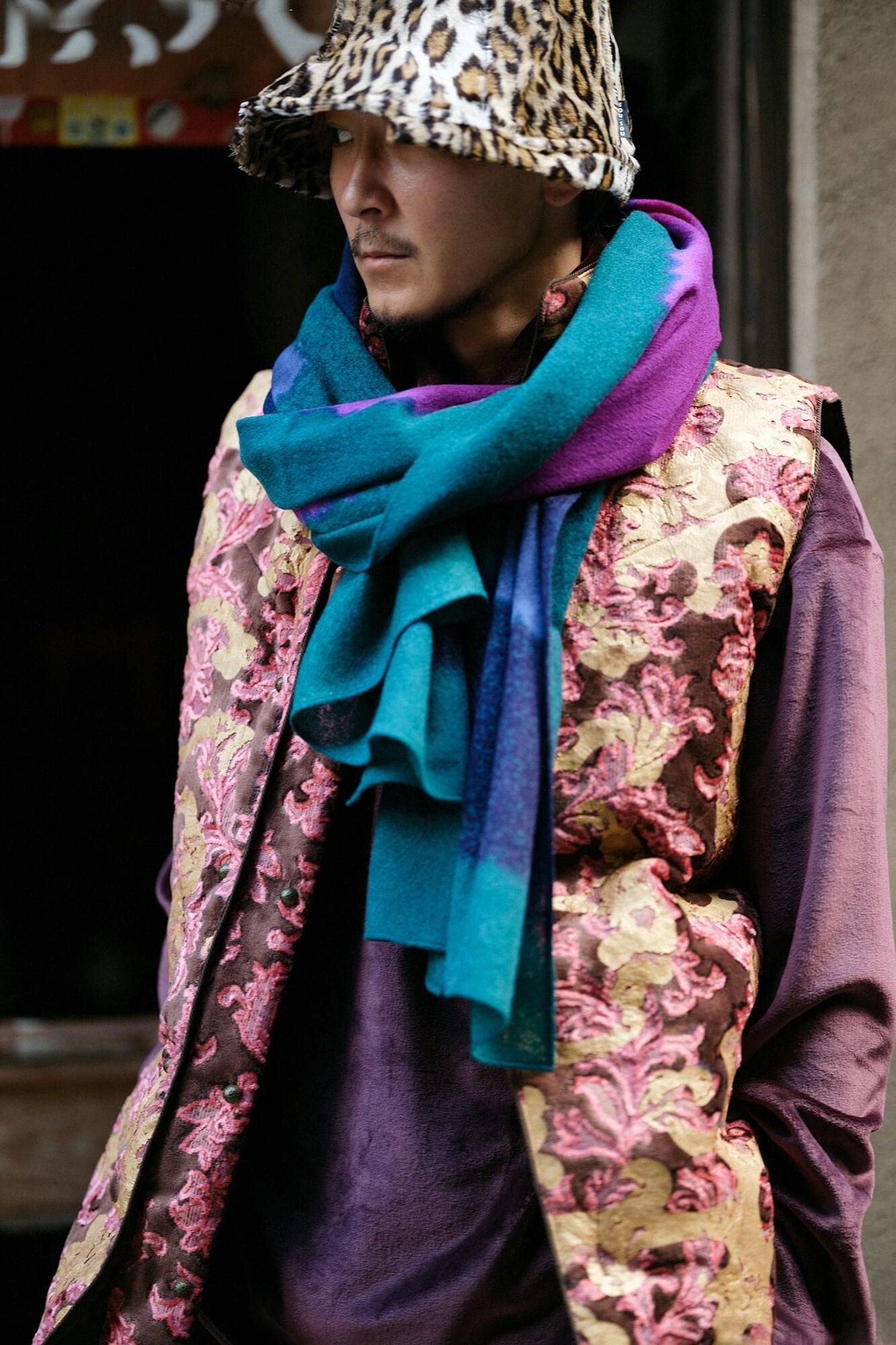 SOU・SOU×Hinata 二十重圍巾／藍褐色×京紫