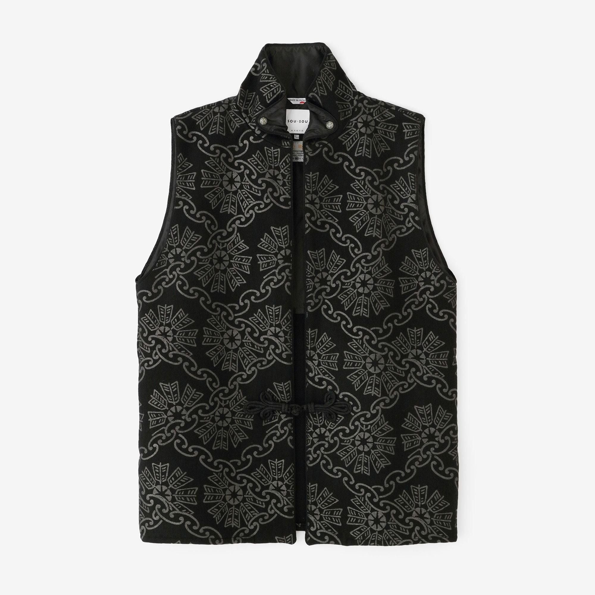 フェイクレザー 陣羽織（じんばおり） 中綿袷（なかわたあわせ）／濡羽