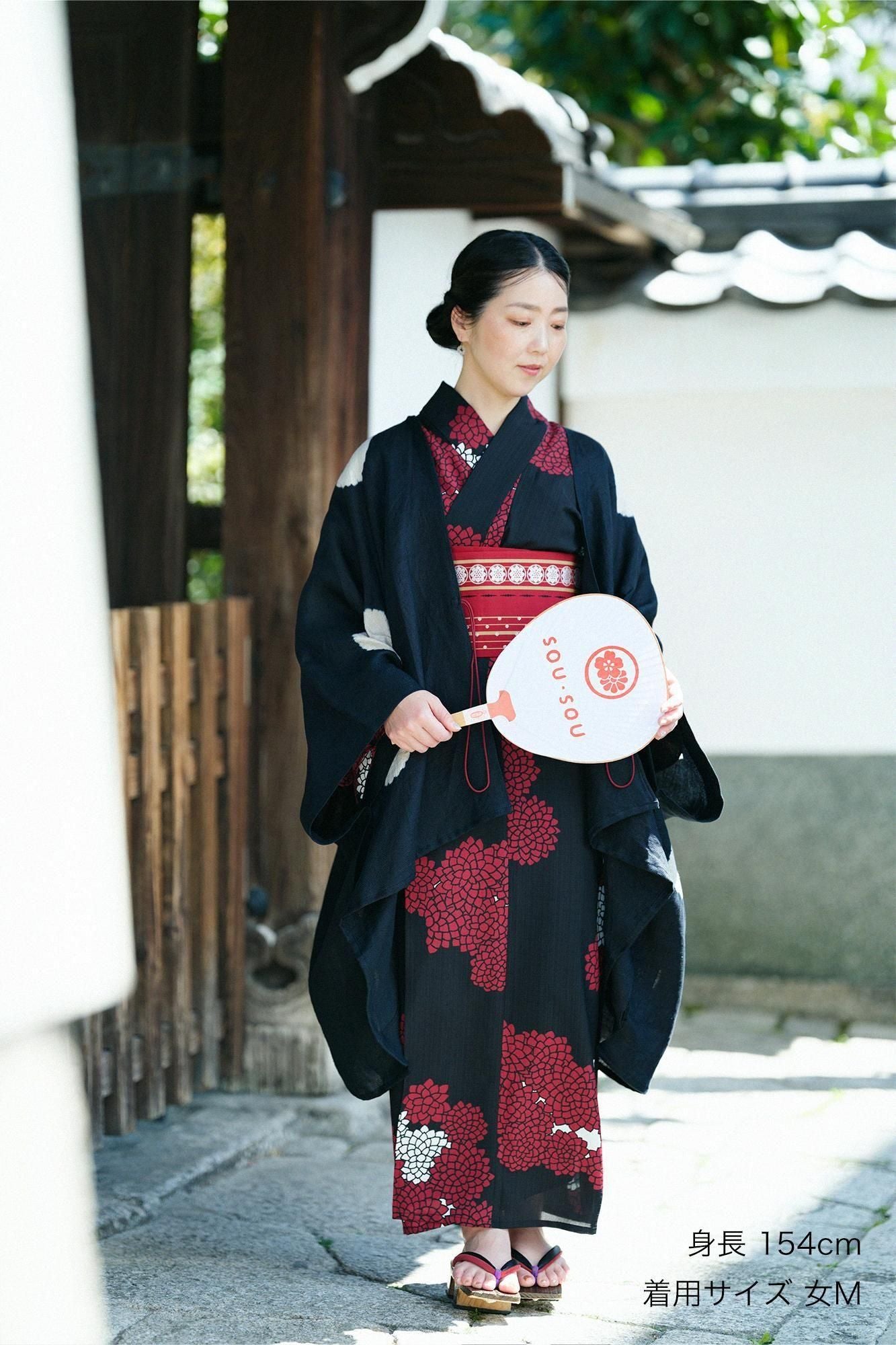 小杉織物謹製 セオα浴衣／雲間（くもま）に菊