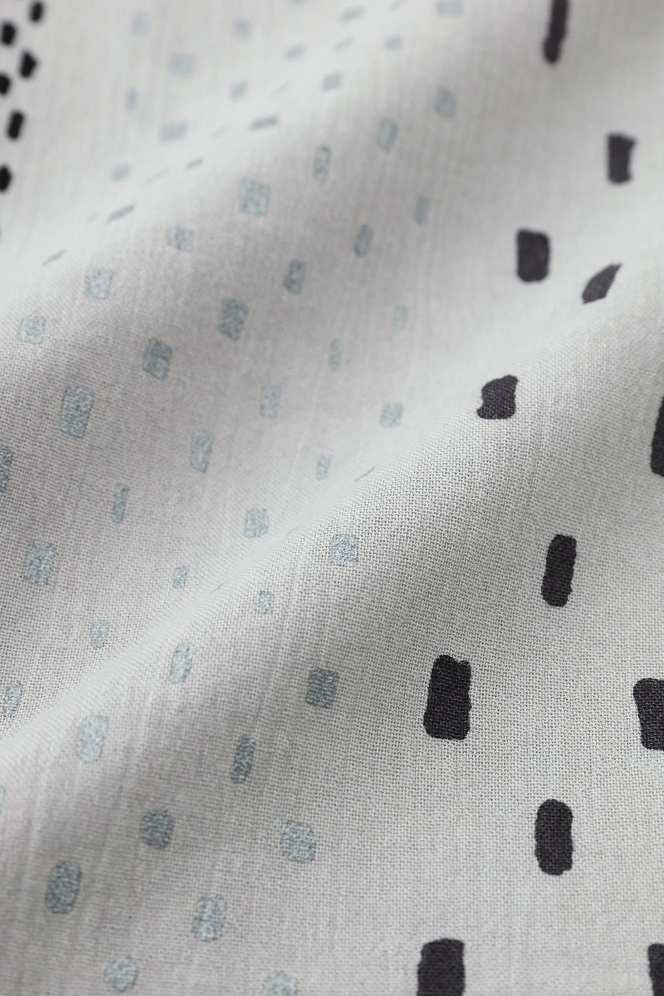 高島縮 20/20 六分袖チュニック／霰縞（あられじま）