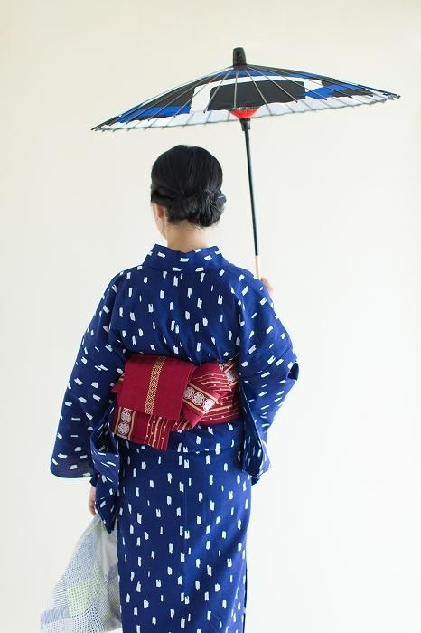 お仕立て別】伊勢木綿（麻混） 浴衣反物／ちぎれ雲