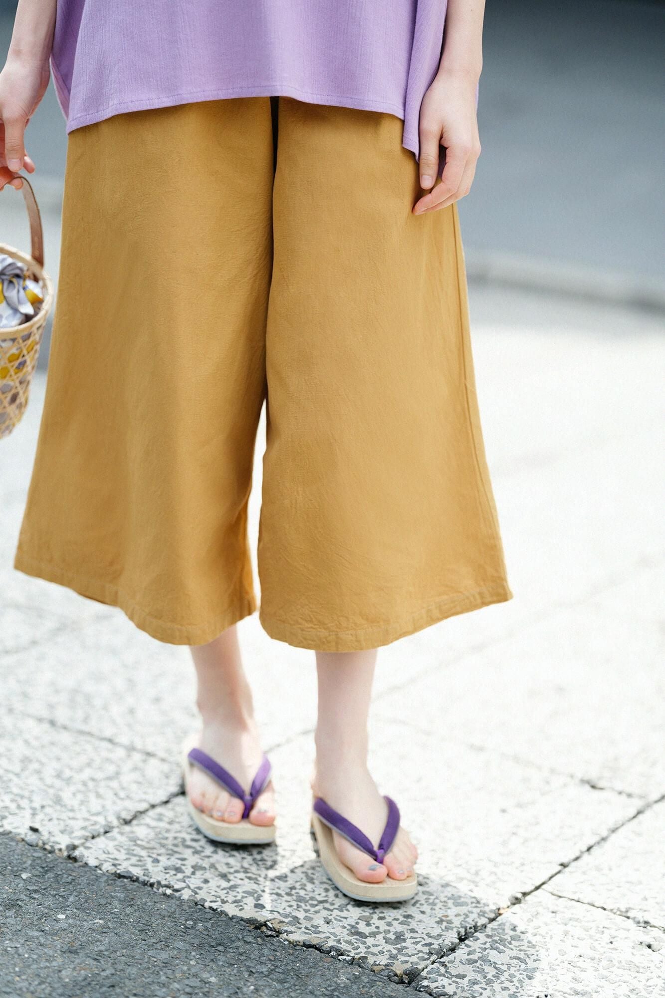 伊勢木綿 20/20 広形（ひろなり）もんぺ はぎ丈／芝翫茶（しかんちゃ）