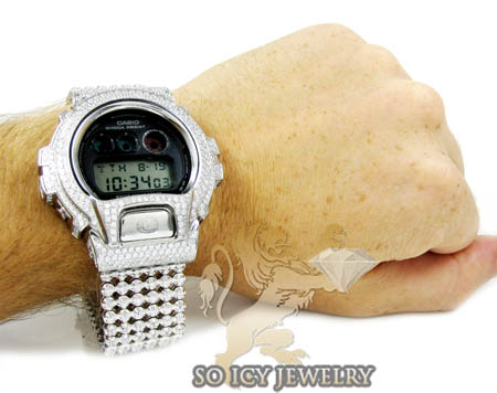 Buy Mens White Cz Dw-6900 G-shock Watch Full Ice 15.00ct Online at