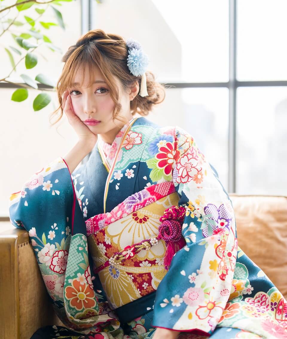 紺地水色雲に桜[FS0969] | 成人式振袖レンタル京都さがの館