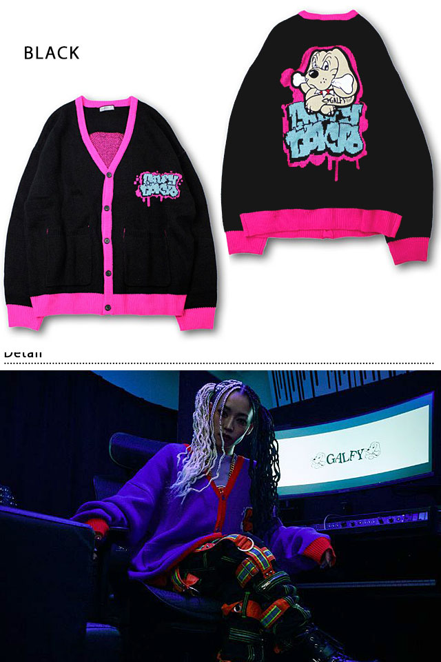 わんわん落書きニットカーディガン GALFY 131007 ガルフィー 犬 ユニ