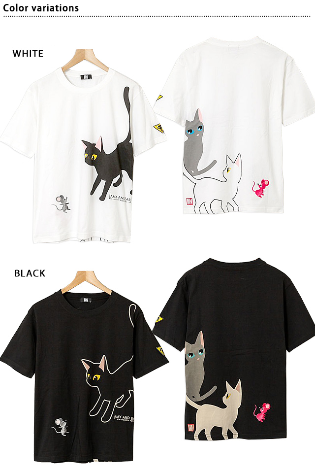 ラミ＆アール「一緒に遊びに行こうよ！」半袖Tシャツ LIN AL-75107 黒