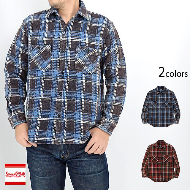 ヘビーツイルチェックワーク長袖シャツ SUGER CANE SC28974 シュガー