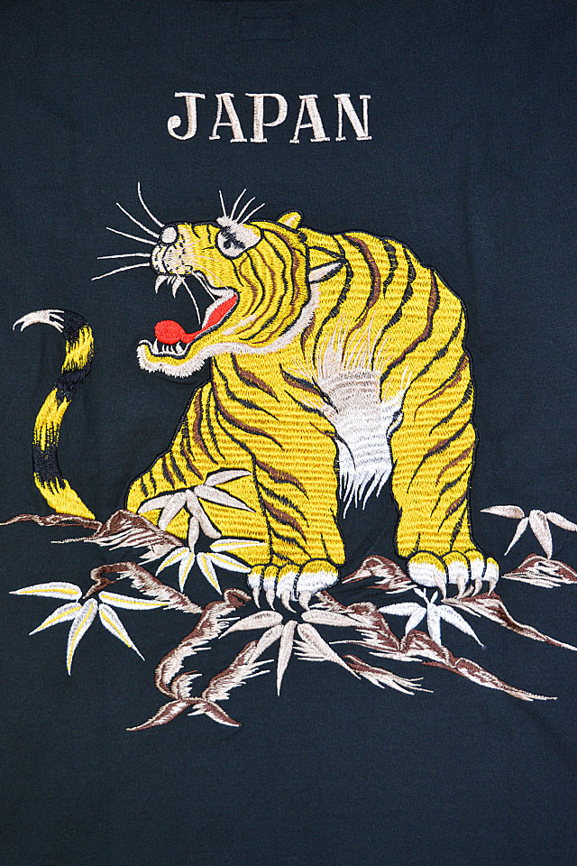 スカ刺繍ロングTシャツ「TIGER」 テーラー東洋 TT69471 和柄 和風 虎