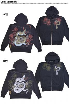 粋 古の大蛇スウェットジップパーカー 絡繰魂 251011 和柄 和風 刺繍