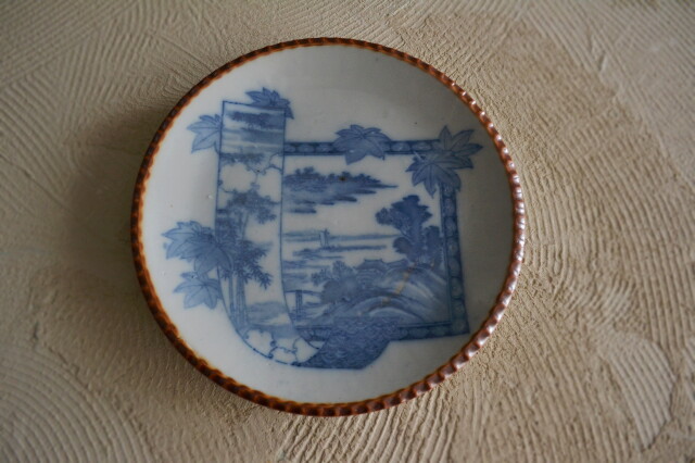 Antique Sam's Collection 染付印判 イゲ皿 三枚組 直径220mm ヤマトク製