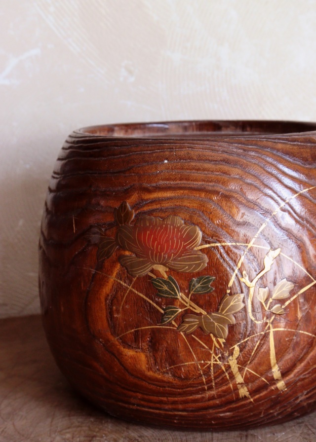 蒔絵火鉢 蒔絵手あぶり 民具 鉢カバーAntique Sam's Collection