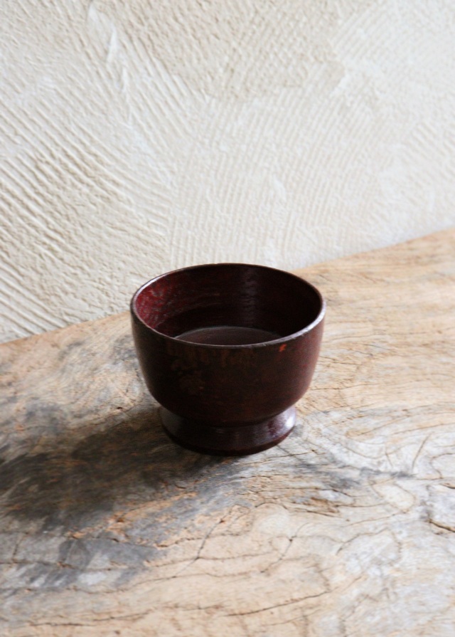 李朝 木盃 祭器 高坏 木杯 酒器 直径84mmAntique Sam's Collection