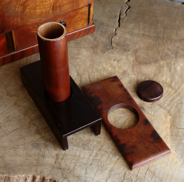 小さな長火鉢 手あぶり 民具 木製火鉢 卓上火鉢 古家具 風炉 欅Antique