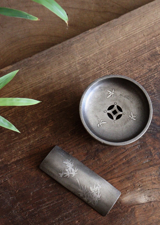 稀少】 中国古美術 錫製茶罐 在銘「端春」 錫製品 茶道具 錫器 茶器 錫