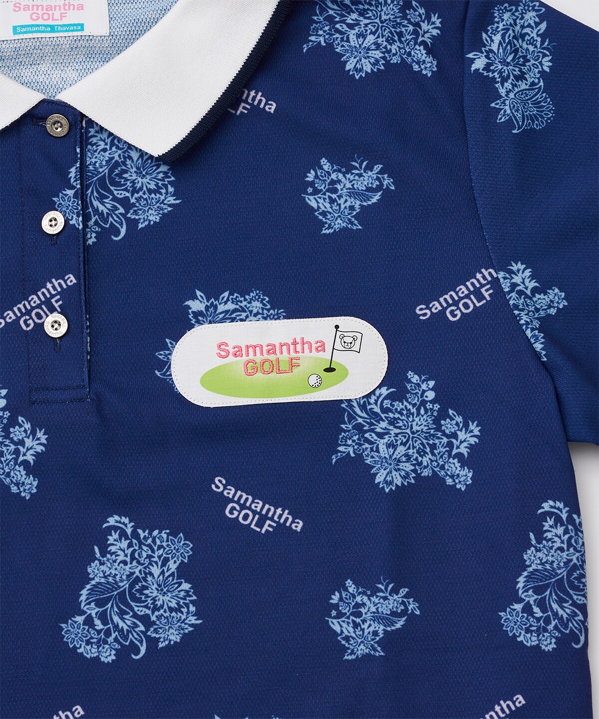 レトロ花柄ポロシャツ(36(S) ネイビー): Samantha Thavasa UNDER25