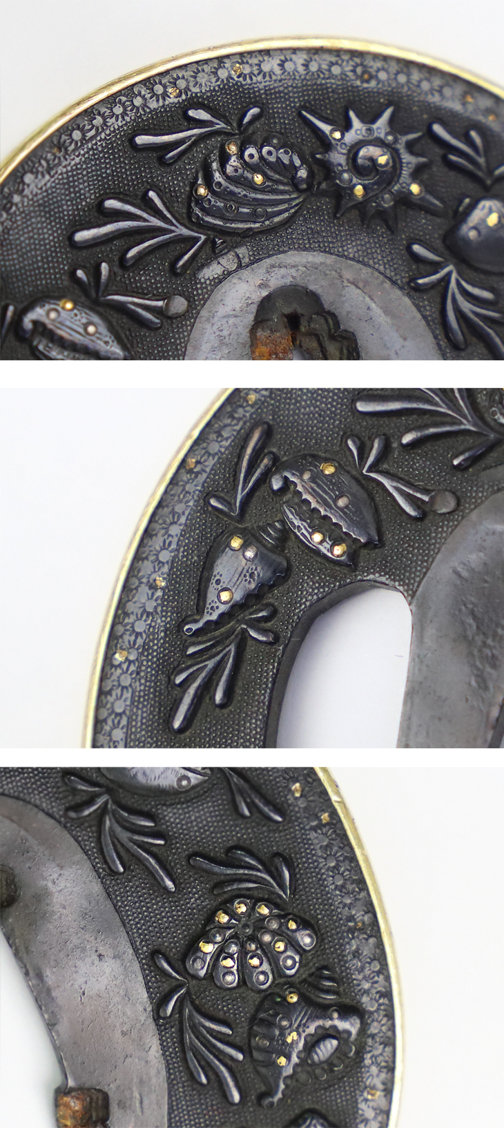 刀装具 美品海図貝づくし【縁、栗形、頭？鐺】 刀装具 美品海図貝