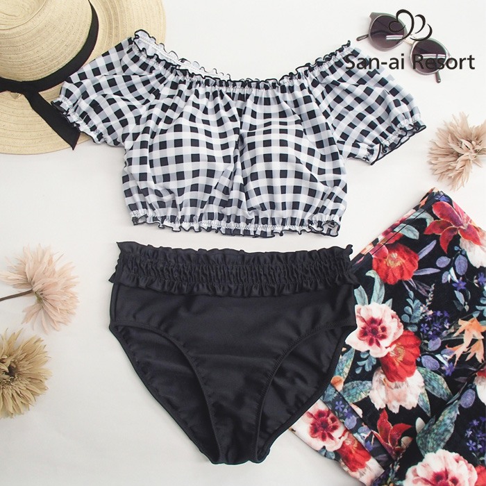 ルミネ北千住】ギンガムチェックオフショルダー ビキニ - 日本最大級の