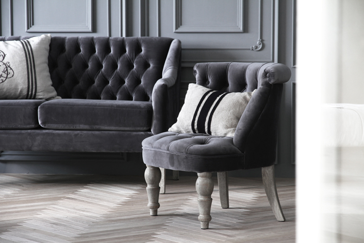 ClassicフレンチローチェアNina ダークグレーベルベット