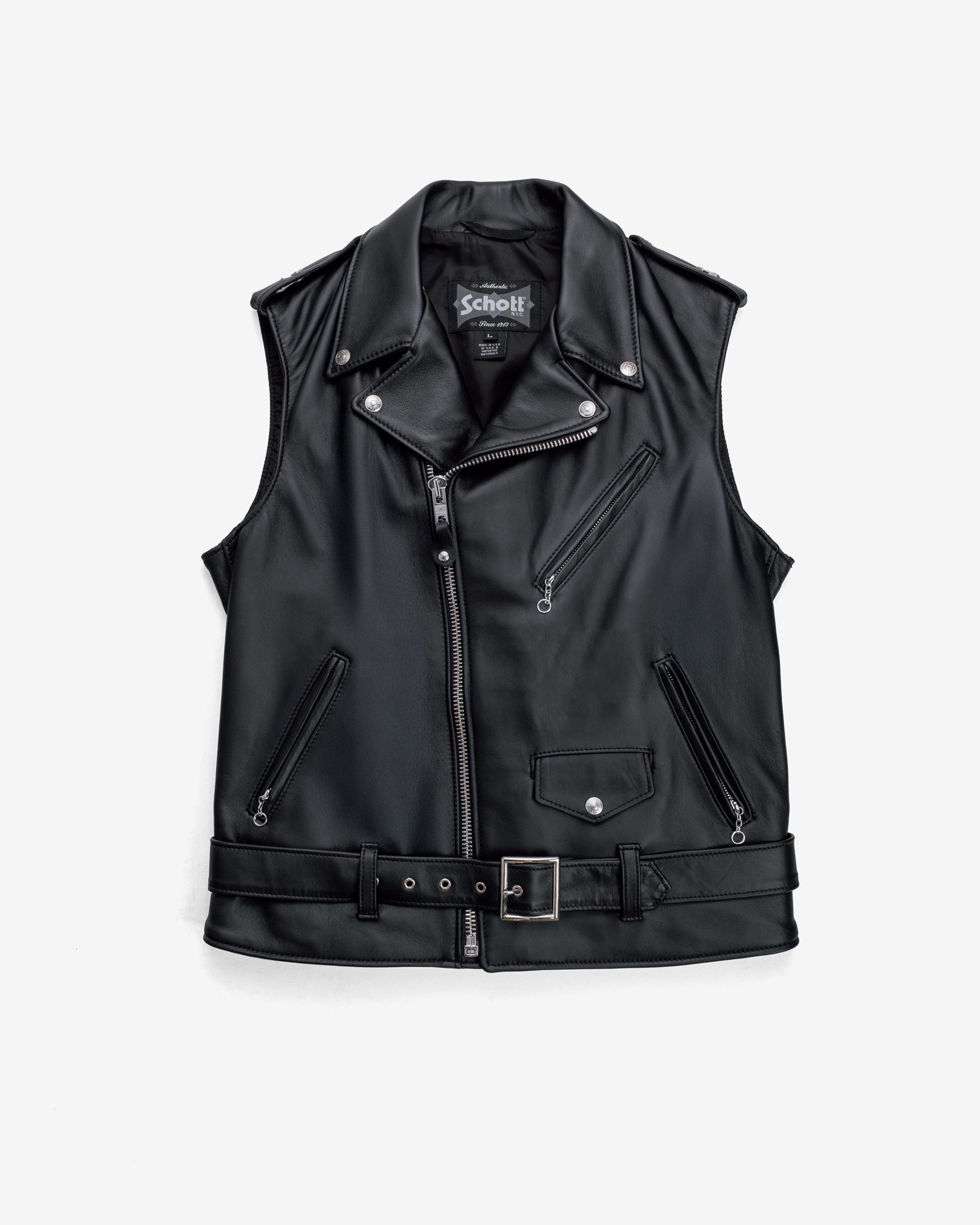 213V | Lambskin Asymmetrical Vest – Schott N.Y.C.