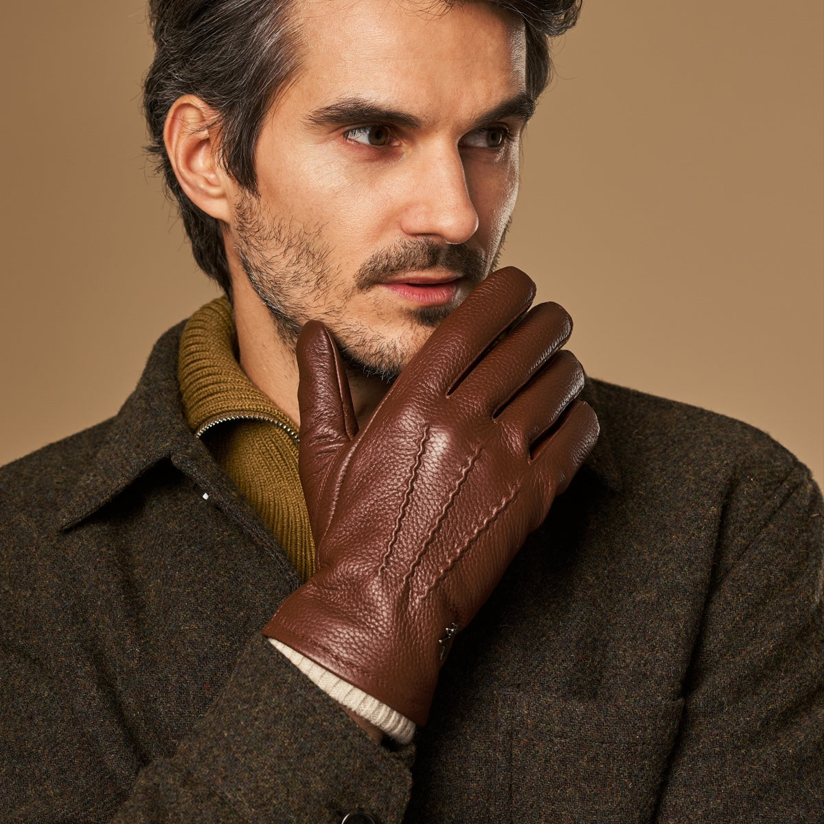 Brown Suede Gloves Men - Warm Sheep Fur Lining – Schwartz & von Halen