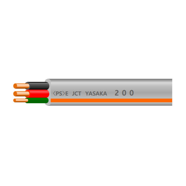 VVF 2C X 2.0mm + 1.6mmアースイン 200V用(黒・赤・緑) 100m巻: 電線