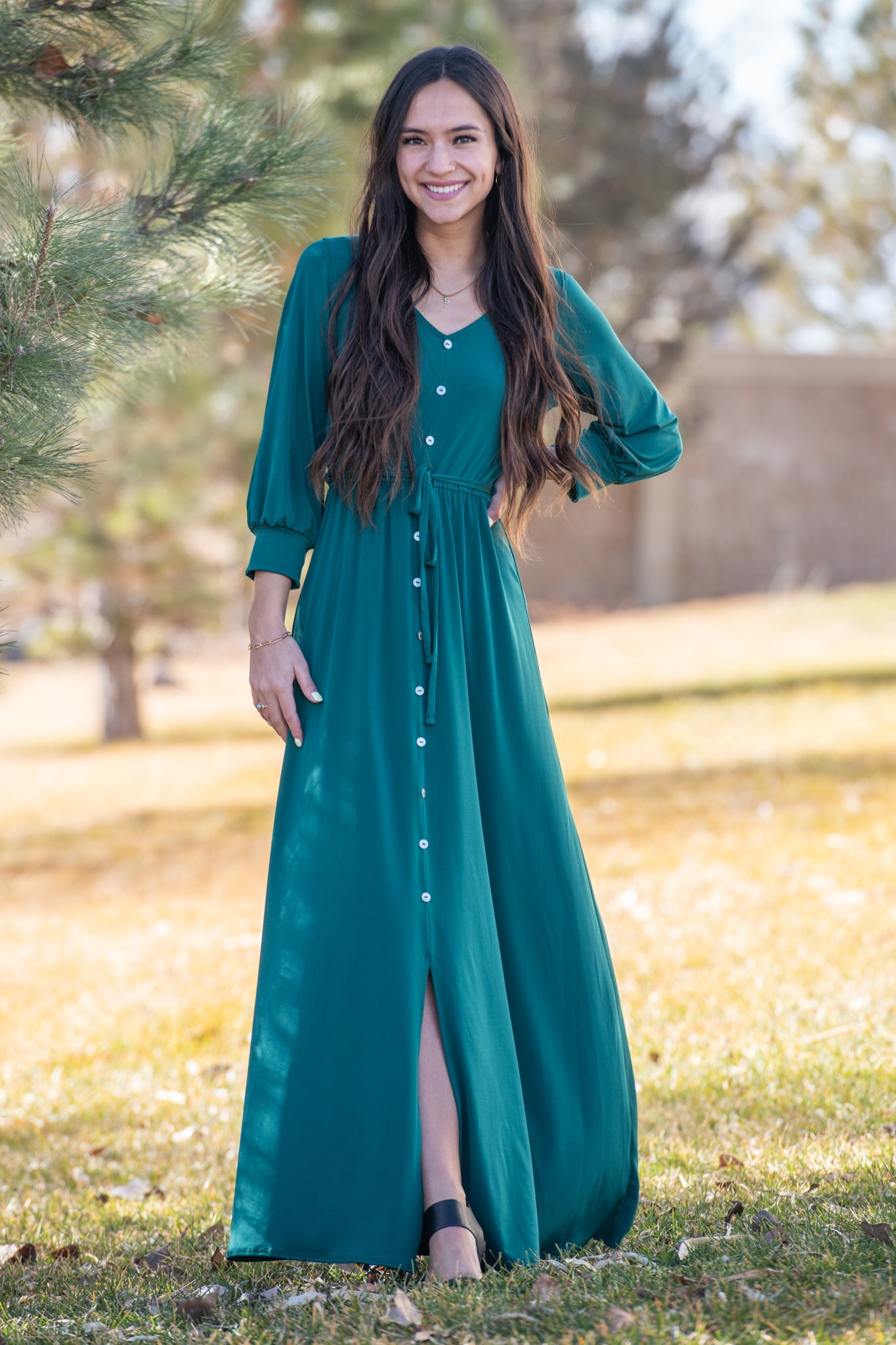 Brigitte Brianna V-Neck Maxi Dress | SexyModest Boutique
