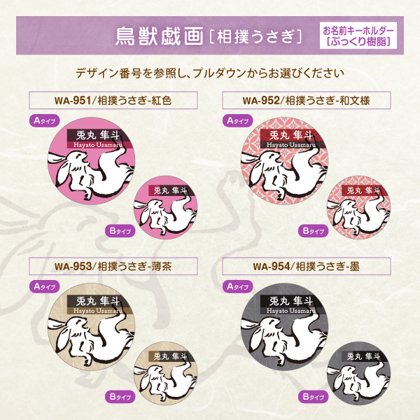 鳥獣戯画キーホルダー｜迷子札や携帯ストラップ・名前キーホルダーに