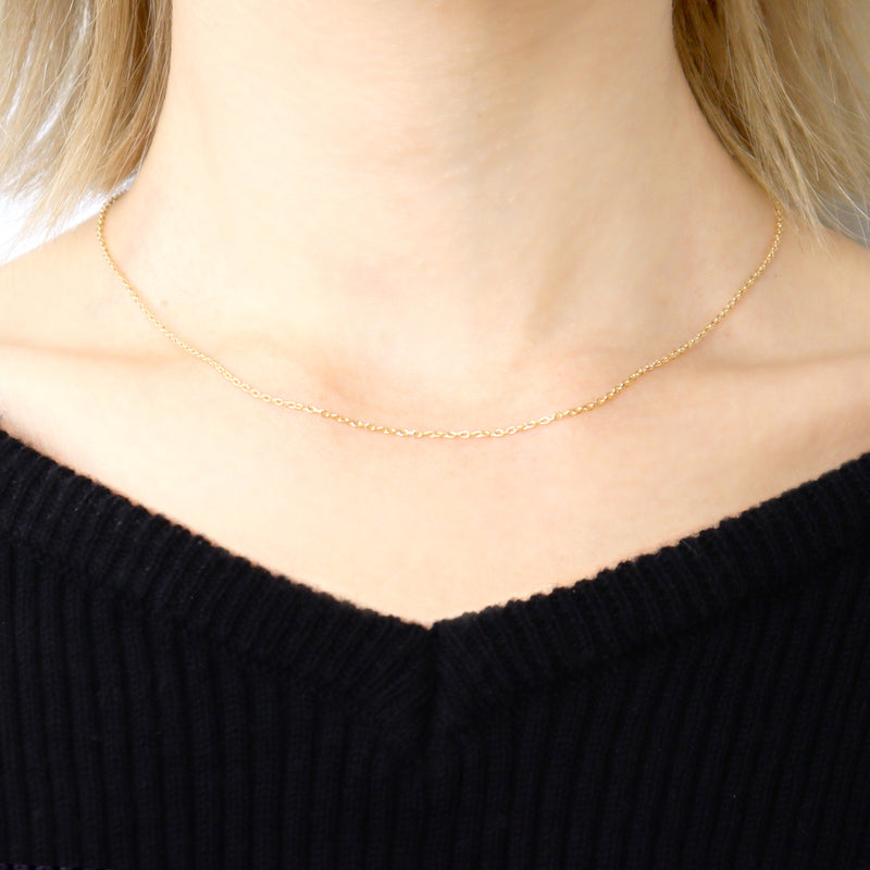 18金 ゴールドチェーン ネックレス あずき 軽量 約1.2mm 0.9g 40cm