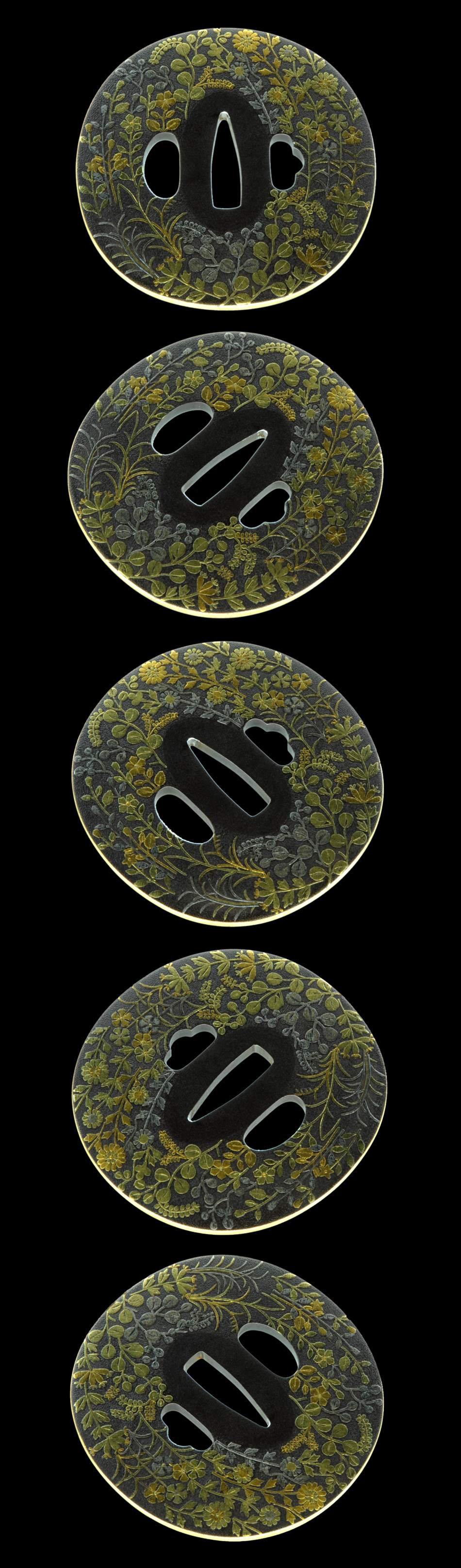 鍔 鉄地 花尽象嵌鍔 (TU-031211)｜刀・日本刀の販売なら日本刀専門店の