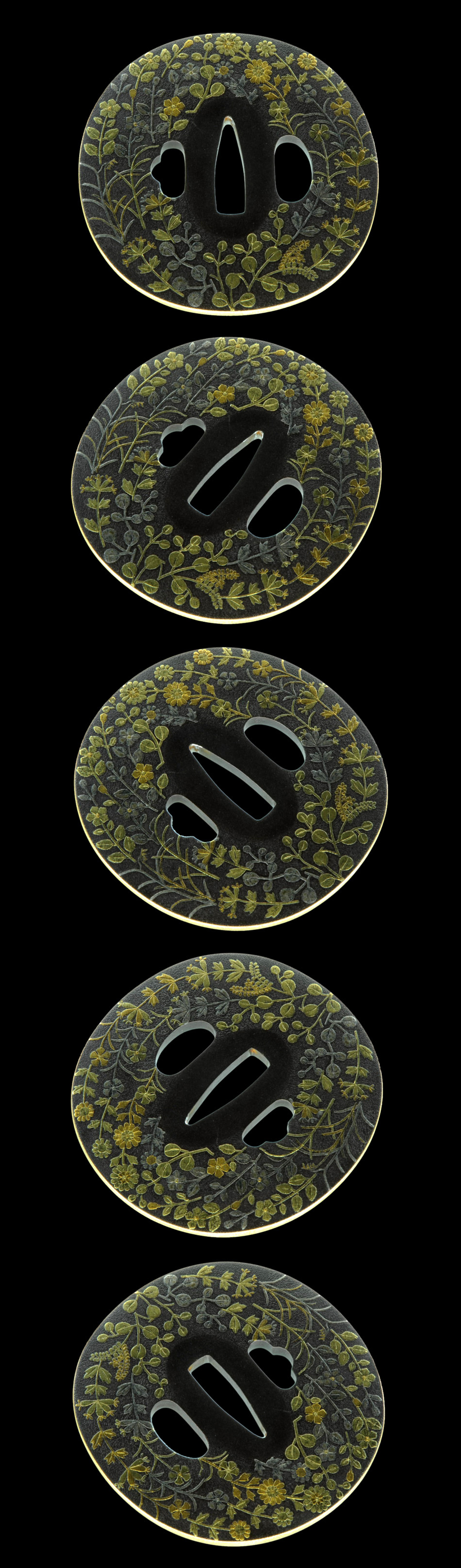 鍔 鉄地 花尽象嵌鍔 (TU-031211)｜刀・日本刀の販売なら日本刀専門店の