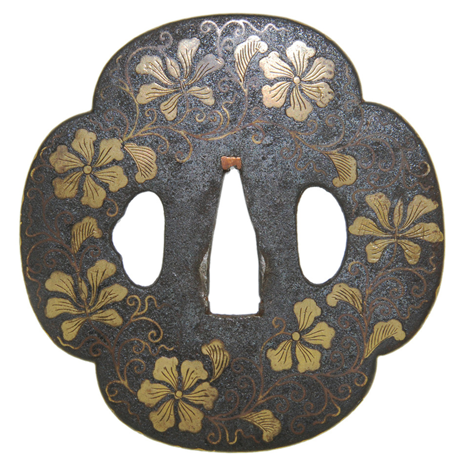 鍔 無銘 与四郎 蘭花図鍔(TU-091214)｜刀・日本刀の販売なら日本刀専門