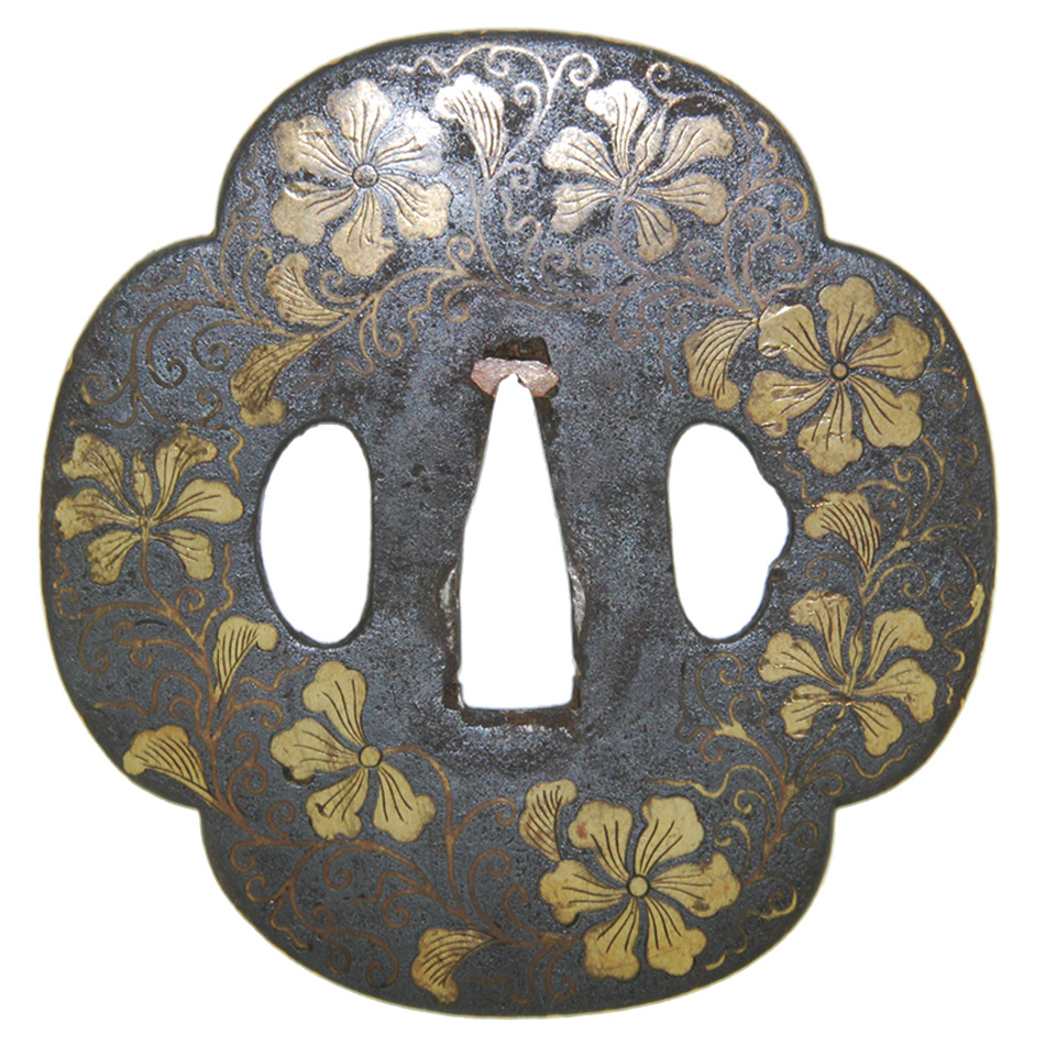 鍔 無銘 与四郎 蘭花図鍔(TU-091214)｜刀・日本刀の販売なら日本刀専門