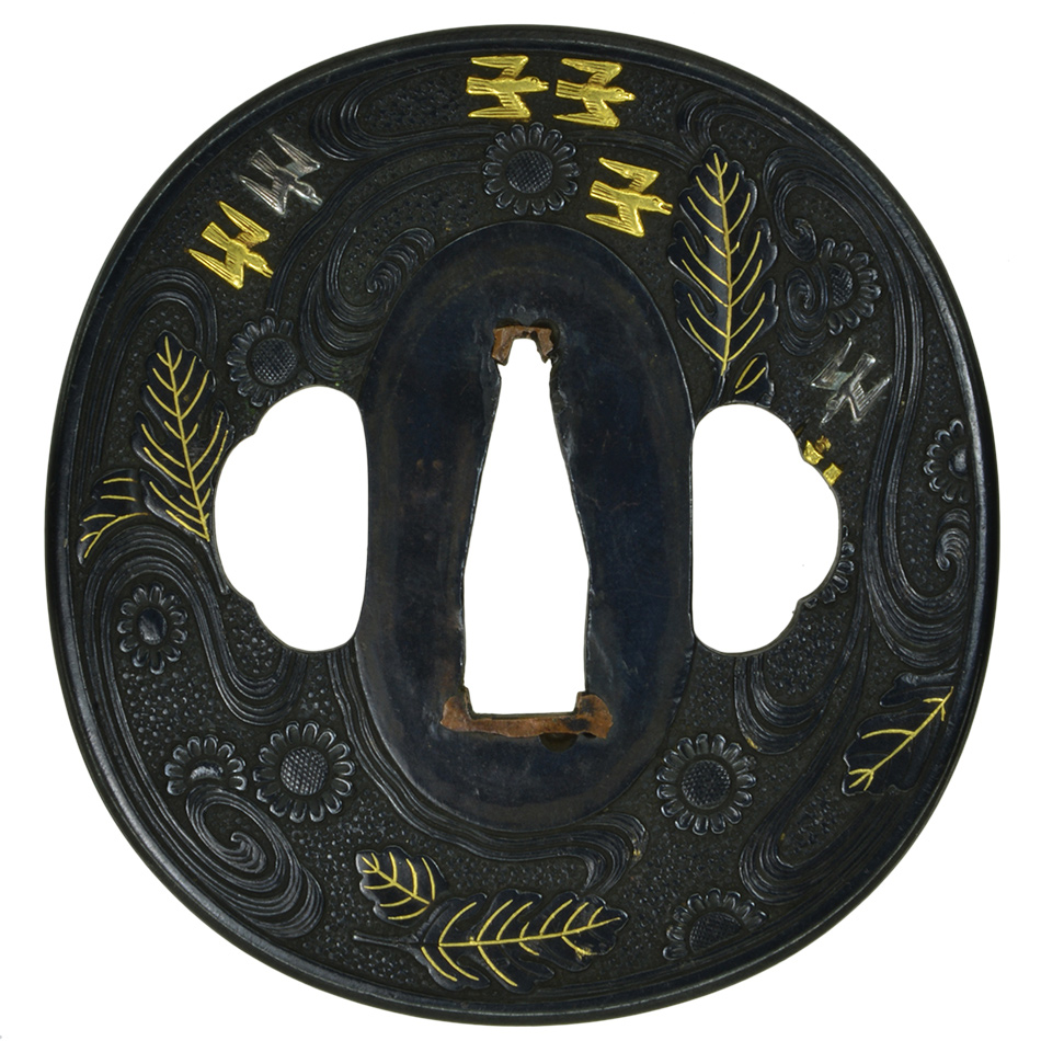 鍔 無銘 古金工 菊水群鳥図鍔(TU-080515)｜刀・日本刀の販売なら日本刀