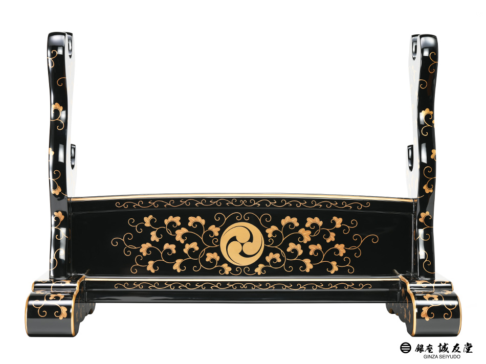 刀掛 銀座誠友堂謹製 本漆塗本金蒔絵 二本掛 (OI-060221)｜刀・日本刀