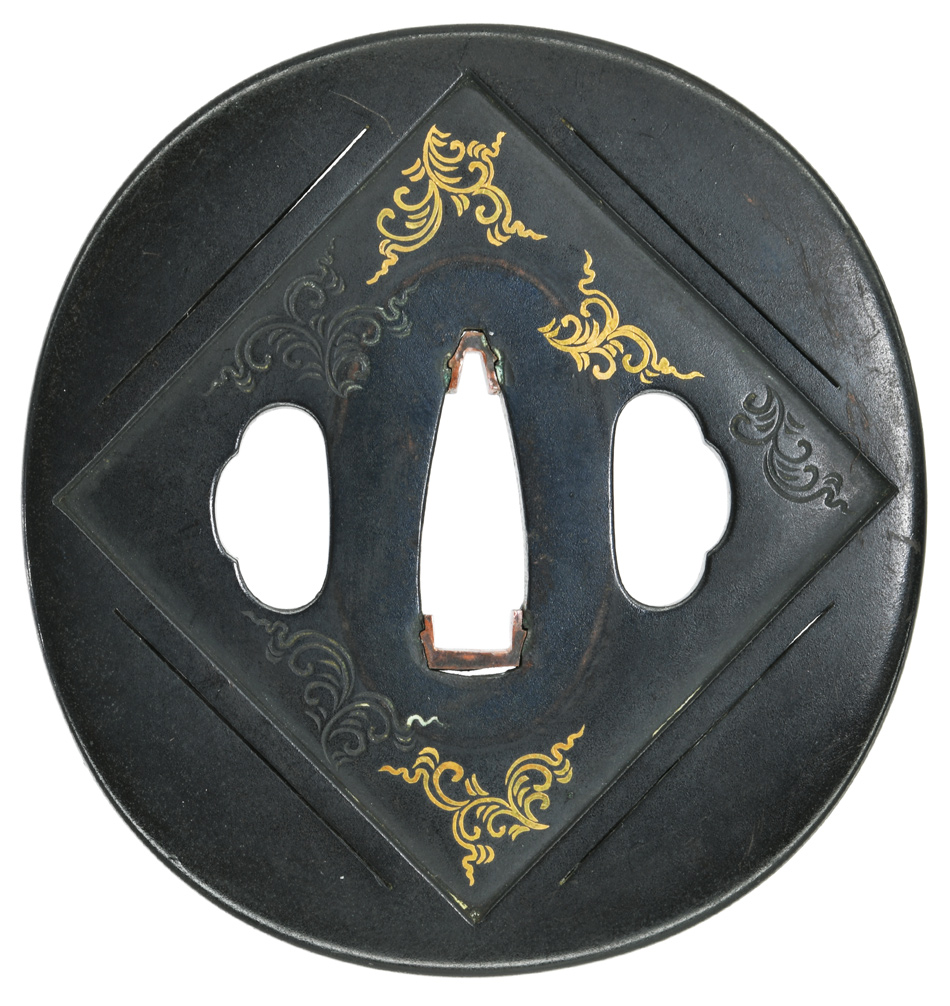 鍔 無銘 埋忠 菱唐草図鍔 (TU-021222)｜刀・日本刀の販売なら日本刀